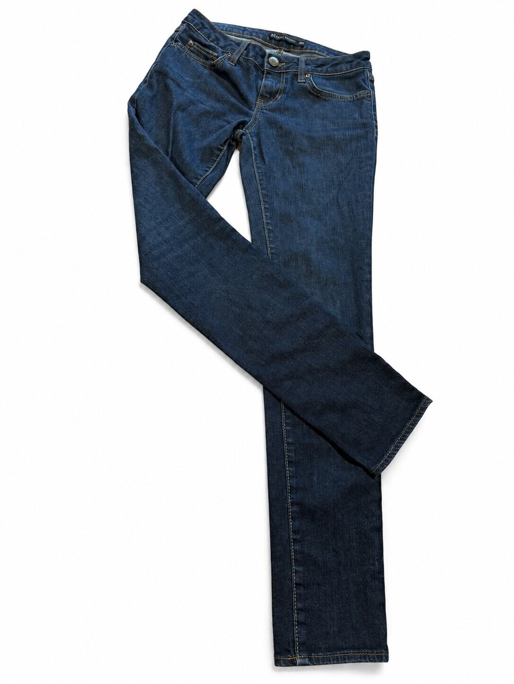 Zara Woman Jeans US 6 Tall Dark Wash Straight Rhinestone Z Pockets Y2K
